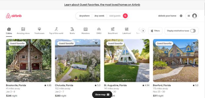 Screenshot of Airbnb.com